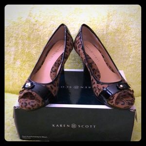 Leopard print open toe High heel dress shoes